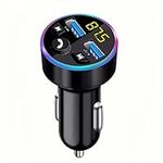 YCTech Bluetooth Car Charger Adapter, Bluetooth FM Transmitter Aux Car Wireless Radio Adapter, Hand-Free Calling, Music Player, for iPhone 15 14 13 12 11 Pro Max, Samsung S23 S22 S21 S20 FE Ultra S24