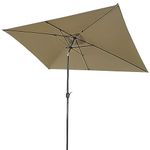 OKSTENCK 6.5x10 Ft Patio Rectangular Parasol Garden Patio Outdoor Market Table Umbrella with Push Button Tilt and Crank for Balcony, Residential, Commercial and Terrace, Khaki