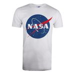 Nasa Men's Circle Logo T-Shirt, White (White White), X (Size:X-Large)