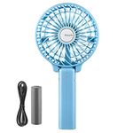 EasyAcc Handheld Electric USB Fans Mini Portable Outdoor Fan with Rechargeable Battery Foldable Handle Desktop for Home and Travel - Blue