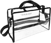 SHANY Clear PVC Water-Resistant Travel Tote Bag - Large See-Thru Bag with Adjustable Shoulder Straps and Zippered Pockets