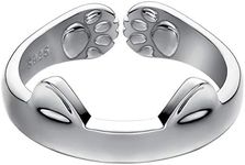 Jewever S925 Sterling Silver Cat Ears Open Tail Ring Paws Mutual Surrounded