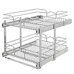 Rev-A-Shelf 5WB2-1822CR-1 18 x 22 Inch 2-Tier Wire Basket Pull Out Shelf Storage for Kitchen Base Cabinet Organization, Chrome
