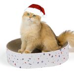 Conlun Cat Scratching Board,2 in 1 Oval Cat Scratcher Cardboard Bowl Nest,Cat Scratch Pad Corrugated Lounge Cat Bed for Indoor Cats Grinding Claw,Cat Furniture for Couch & Carpets & Sofas(43x33x10cm)