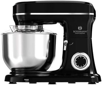 Rossmann Stand Mixer, Professional 1600 Watts 100% Pure Copper Motor, 5.5 Lit removeable SS Bowl, 4 Safety Features, Metal Gears & Planetary Rotation, Teflon Coated Accessories, Black