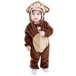 COOKY.D Newborn Baby Girl Boy Hooded Romper Bodysuit Autumn Winter Warm Flannel Animal Outfits Pajamas Cosplay Costume, Brown B, Size 90 (Height: 29 inch-31 inch/12-18 Months)