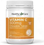 Healthy Care Vitamin C Chewable Tablets - Supports Skin Health an Improves Immunity - Antioxidant Support - Premium Quality Dietary Supplement - 500 Tablets - 500 mg