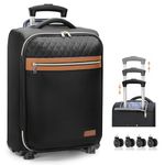 Sydioor Lightweight Carry On Luggage 22x14x9 Airline Approved with Removable Spinner Wheels - 3 Stage Adjustable Handle - Softside TSA Roller Suitcase 21 Inch, black, M, Softside Carry on Luggage With