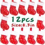 DERAYEE Christmas Mini Stockings,12 Pcs Felt Glitter Snowflake Stockings for Christmas Tree and Room Ornament Decoration and Gift Holder（8Inches）