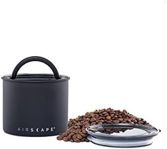 Airscape Stainless Steel Coffee Canister | Food Storage Container | Patented Airtight Lid | Push Out Excess Air Preserve Food Freshness (Small, Matte Black)