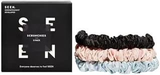 SEEN Scrunchies - Satin Hair Scrunchies - Prevents Frizz & Breakage - No Crease & Damage Hair Ties - Set of 3