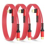 60W USB C to USB C Cable, 3 Pack 10ft Right Angle PD 3.0 Type C Cable Fast Charging Cord USBC to USBC Charger Cable Compatible for iPhone 16 15,Galaxy S24 S23 S22 Ultra,iPad Pro Air Mini,MacBook-Red