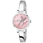 SWISSTONE Stainless Steel Analog Women's Watch (Pink Dial Silver Colored Strap), Band_Black