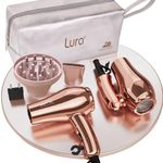 LURA Mini Portable Travel Hair Dryer:Dual Voltage Small Lightweight Blow Dryer with EU Plug,1200W Compact Hairdryer with Folding Handle,with Concentrator&Diffuser Attachment,for Women and Men