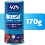 Microsalt 40% Less Sodium Salt, Regular Salt Substitute, Seasoning Salt for Snacks, Full Flavor, Less Sodium, 170 g.