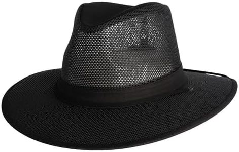 Henschel Hats Original Aussie Breezer - Wide-Brim Sun Hat for Men with Adjustable Chin Cord | Perfect Men's Summer Hat Black