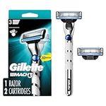 Gillette Mach3 3D Men's Razor Handle + 2 Blade Refills, 1 Count