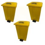 Chabrias Ltd 50L Litre Yellow Medical Clinical Recycling Commercial Utility Waste Trash Pedal Bin (3 Pack)