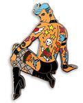 Pinsanity Tattoo Punk Pin Up Boy Enamel Lapel Pin, One Size, Metal Brass