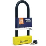 Urban Security UR85250Y Anti-Theft Padlock U High Security Approved by SRA, Double Lock ø18, 85x250, Heavy Duty Lock, Made in EU, Yellow, 80x250 mm