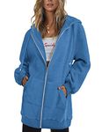 Zeagoo Women Casual Zip Up Fleece Hoodies Tunic Sweatshirt Long Hoodie Jacket Blue