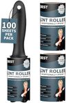 iBest UK Lint Rollers For Pet Hair, Clothes, Carpet | Sticky Flint Fluff Dust Lint Remover | Pack of 3 Reusable Refills (100 Sheets)