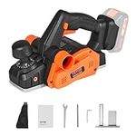 VEVOR Cordless Electric Hand Planer, 3-1/4" Width, 16500 RPM Handheld Wood Planer with 5/64" Adjustable Planing Depth HSS Blades Dual Side Dust Outlet, for Woodworking Wood Planing Surface Smoothing