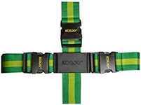 Korjo Crossed Luggage Straps, Includes 2 Travel Luggage Straps and Korjo Cross-Bridging Buckle, Green/Gold