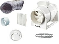 High Power 220 m3/hr Inline Loft Mounted Bathroom/Toilet Extractor Fan Kit 4" 100mm