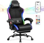 GTPLAYER RGB Gaming Chair with Speakers, Computer Game Chair with Footrest and LED Lights, High Back Reclining Office Chair with Headrest, Ideal Gift for Gamer (GTP800-Black)