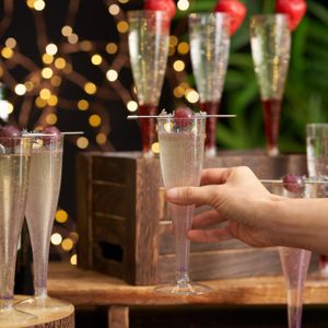 MATANA Plastic Champagne Flutes, 120-Pack – Disposable Party Glasses