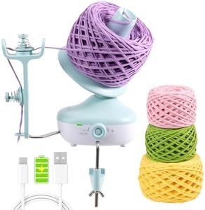 Etcokei Cordless Yarn Winder, Rechargeable Electric Yarn Ball Winder with 2200mAh Battery, Compact Yarn Cake Winder for Crocheting, Smart Automatic Yarn Spinner, Ideal Helper for Craft Lovers(Mint)