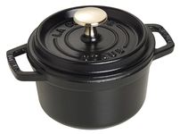 STAUB Cast Iron Roaster/Cocotte, Round, 14 cm, 0.8 L, Black