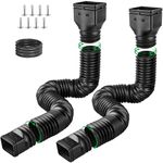 2 Pack Gutter Downspout Extensions, Flexible Rain Gutter Downspout Extenders, Drainage Pipe Connector for Outdoor Gutter Splash Block, Drain Downspout Extender from 21-70" - Black