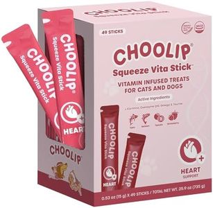 Choolip Grab & Go Squeeze Vita Stick Lickable Treats for Dogs & Cats. 49 Heart Support Sticks with Essential multivitamins. Soft and Tasty Paste for All Life Stages, Supporting Heart Health