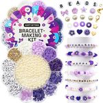 ARTISTRO 3000 pcs Bracelet Making Kit - Friendship Bracelet Kit for Jewelry Making with Pearl Beads, Clay Beads, Letters, Stars, Flowers, Hearts - Purple Kandi Beads Set for Girls, Boys and Adults