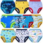 BIG ELEPHANT 10 Packs Baby Girls' and Boys' Potty Training Pants, 100% Cotton Absorbent Training Underwear for Toddler, Dark Green-2, 7-8 Years