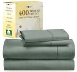 California Design Den 100% Cotton Sheets - Soft 4-Pc Queen Sheet Set, Cooling Sheets for Queen Size Bed, Deep Pockets, 400 Thread Count Sateen, Bedding Sheets & Pillowcases, Queen Sheets (Sage Green)