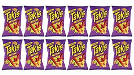 American Snacks -Takis Fuego Rolled Tortilla Chips - Hot Chili Pepper and Lime - Pack of 12 (55g) Bags