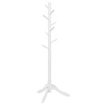 VASAGLE Coat Rack, Solid Wood Coat Stand, Free Standing Hall Coat Tree with 8 Hooks, White URCR01WT