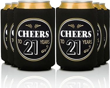 Prazoli Birthday Can Coolers (12 Pack) - Cheers to 21 Years | 21st Birthday Party Gifts For Men - Decorations For Birthday Party Favor | Can Insulating Sleeve Cooler | Insulated Bottle Holder