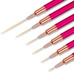 6 Pcs Nail Liner Brush Detail Thin Nail Art Brush Acrylic Brush Set for Nails Nail Polish Design Brushes for Long Lines Fine Nail Art Brushes Nail Art Dotting Tool for Painting Size 5/7/9/11/15/25mm