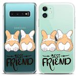 Cavka Matching Couple Cases Compatible with Apple iPhone 11 Dogs Best Friend Butt Silicone Cover Animal Clear Corgi Cute Art Mate Anniversary BFF Women Gift