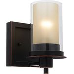 Designers Impressions Juno Oil Rubbed Bronze 1 Light Wall Sconce / Bathroom Fixture with Amber and Clear Glass: 73467