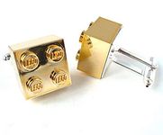 Metallic Gold Colour Cufflinks Handmade with Building Bricks