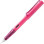 Lamy Safari Neon Pink Fountain Pen with Ergonomic Grip and Polished Steel Nib in Line Width M Robust ASA Plastic Includes Ink Cartridge T 10 Blue Right-Handed