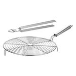 Cloudeal® Stainless Steel Jali Roti Roast Grill Papad Chicken Tandoor paneer Roaster Phulka Papad Roasting Jali +1 Tong (Roti_Roaster-4)