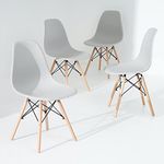 My Art Design - Set of 4 Modern Style Mid Century Modern Dinning Room Cafe Hotel Office Wooden Legs Chair (Light Grey)