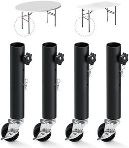 Aglehome Adjustable Table Leg Risers, Table Leg Extenders with Heavy Duty Casters, Table Risers for Folding Table, Table Height Extender for Straight Leg 2 Levels/Heights (4 Pack, 10.6in)