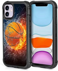 iPhone 12 Case iPhone 12 Pro Case Design for Men Boys, Cool Basketball 3-Layer Rugged Shockproof Hard Plastic Bumper +Soft Silicone Rubber Heavy Duty Protection Case for iPhone 12/12 Pro